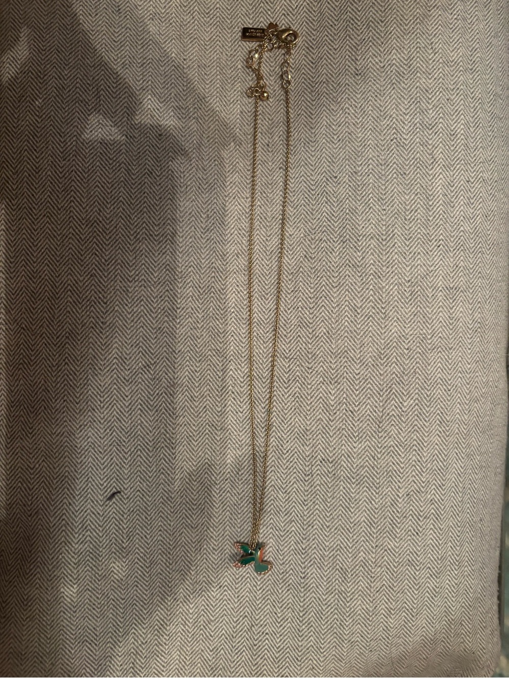 Kate Spade Gold Hummingbird Necklace with Green Enamel